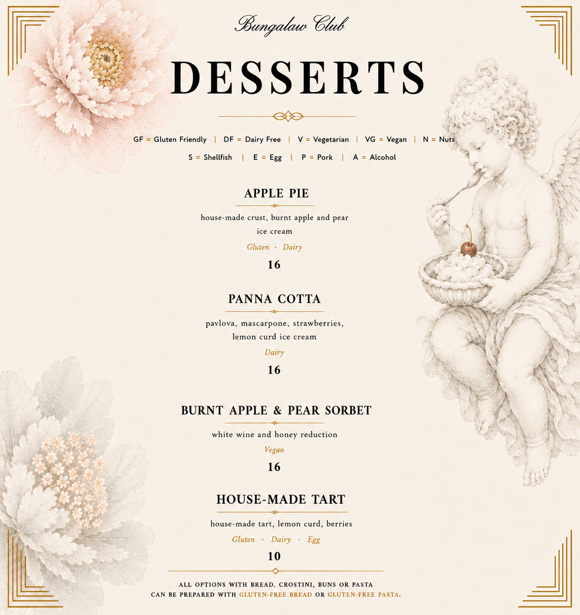 Dessert Menu